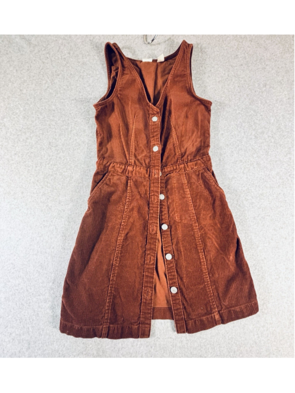 Levi’s San Francisco Corduroy Dress XS Rust Orange Button Front Sleeveless